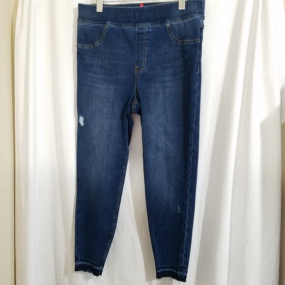 Spanx Women’s High-Rise Distressed Stretch Ankle Skinny Jeans - Dark Wash - Size - Picture 3 of 16